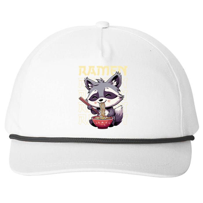 Ramen Raccoon Funny Gift Snapback Five-Panel Rope Hat