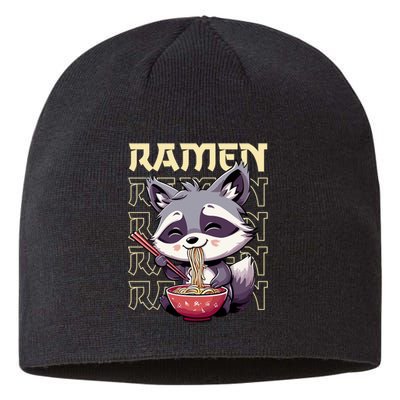 Ramen Raccoon Funny Gift Sustainable Beanie