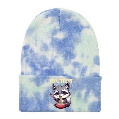 Ramen Raccoon Funny Gift Tie Dye 12in Knit Beanie