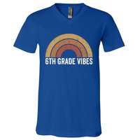 Retro Rainbow For 6Th Graders 6Th Grade Vibes Meaningful Gift V-Neck T-Shirt