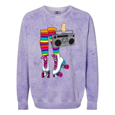 Retro Rollerskates Funny 80S Roller Disco Skating Girl Gift Colorblast Crewneck Sweatshirt