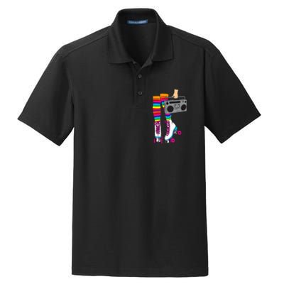 Retro Rollerskates Funny 80S Roller Disco Skating Girl Gift Dry Zone Grid Polo