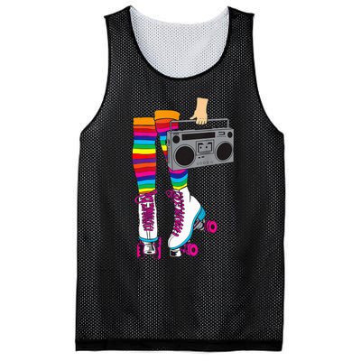 Retro Rollerskates Funny 80S Roller Disco Skating Girl Gift Mesh Reversible Basketball Jersey Tank