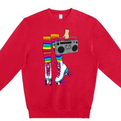 Retro Rollerskates Funny 80S Roller Disco Skating Girl Gift Premium Crewneck Sweatshirt