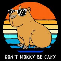Retro Rodent Funny Capybara Dont Be Worry Be Capy Flatbill Hat