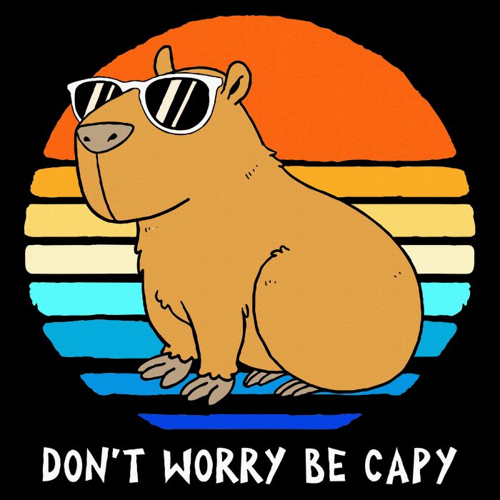 Retro Rodent Funny Capybara Dont Be Worry Be Capy Flatbill Hat