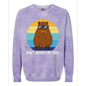 Retro Rodent Funny Capybara Dont Be Worry Be Capy Colorblast Crewneck Sweatshirt