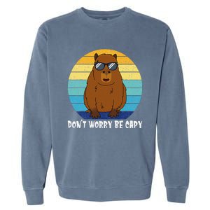 Retro Rodent Funny Capybara Dont Be Worry Be Capy Garment-Dyed Sweatshirt