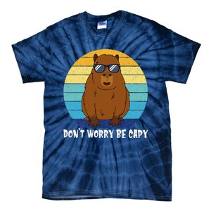 Retro Rodent Funny Capybara Dont Be Worry Be Capy Tie-Dye T-Shirt