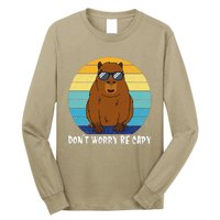 Retro Rodent Funny Capybara Dont Be Worry Be Capy Long Sleeve Shirt