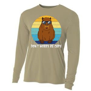 Retro Rodent Funny Capybara Dont Be Worry Be Capy Cooling Performance Long Sleeve Crew