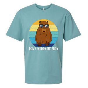 Retro Rodent Funny Capybara Dont Be Worry Be Capy Sueded Cloud Jersey T-Shirt