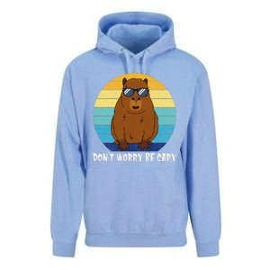 Retro Rodent Funny Capybara Dont Be Worry Be Capy Unisex Surf Hoodie