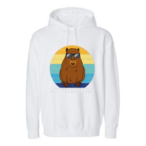 Retro Rodent Funny Capybara Dont Be Worry Be Capy Garment-Dyed Fleece Hoodie