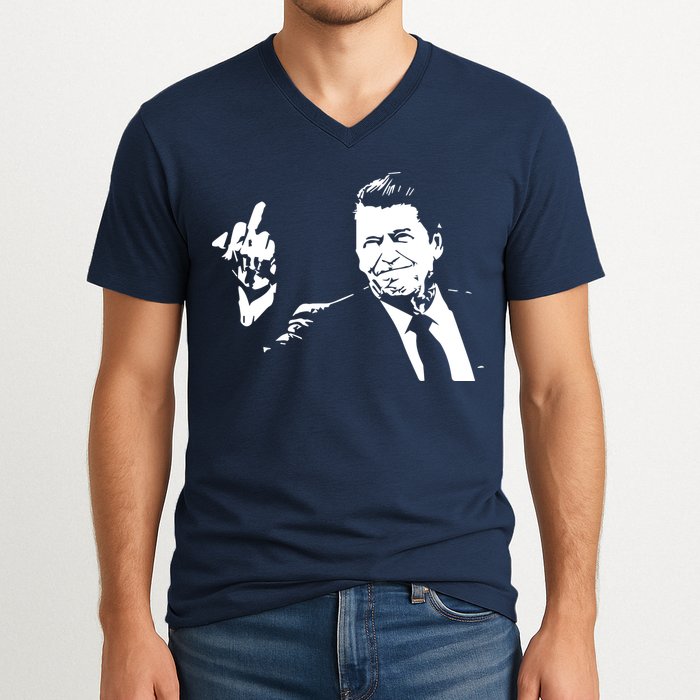 Ronald Reagan Flipping V-Neck T-Shirt