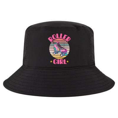 Retro Rollerskates Funny 80S Roller Disco Skating Girl Cool Cool Comfort Performance Bucket Hat