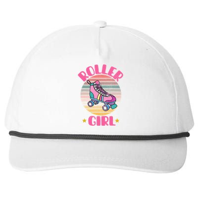 Retro Rollerskates Funny 80S Roller Disco Skating Girl Cool Snapback Five-Panel Rope Hat