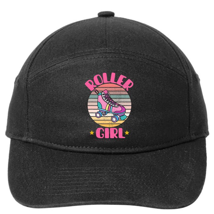 Retro Rollerskates Funny 80S Roller Disco Skating Girl Cool 7-Panel Snapback Hat