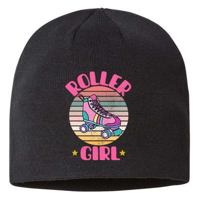 Retro Rollerskates Funny 80S Roller Disco Skating Girl Cool Sustainable Beanie