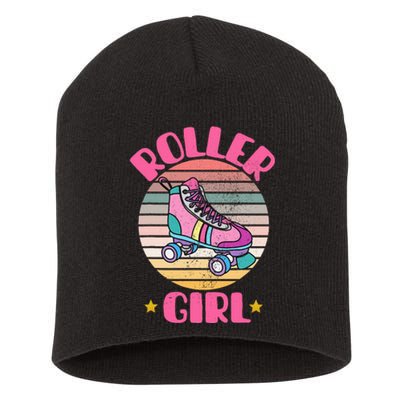 Retro Rollerskates Funny 80S Roller Disco Skating Girl Cool Short Acrylic Beanie