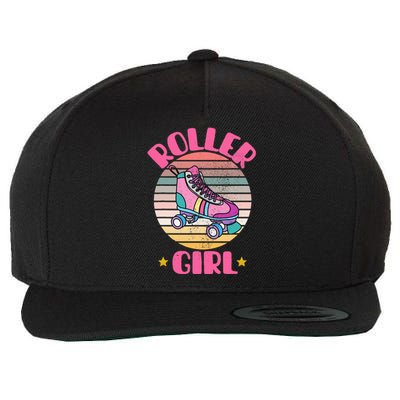 Retro Rollerskates Funny 80S Roller Disco Skating Girl Cool Wool Snapback Cap