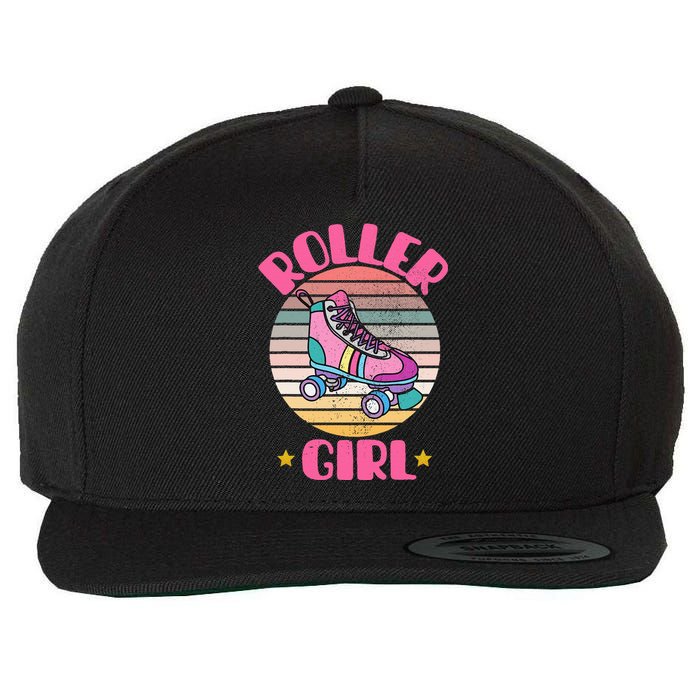 Retro Rollerskates Funny 80S Roller Disco Skating Girl Cool Wool Snapback Cap