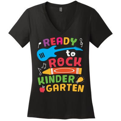 Ready Rock Funny First Day Of Kindergarten Women's V-Neck T-Shirt
