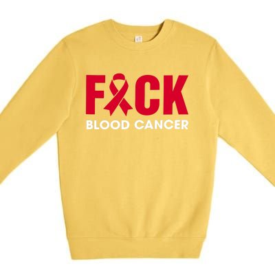 Red Ribbon Fuck Blood Cancer September Blood Cancer Awareness Blood Cancẻ Premium Crewneck Sweatshirt