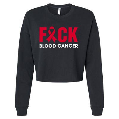 Red Ribbon Fuck Blood Cancer September Blood Cancer Awareness Blood Cancẻ Cropped Pullover Crew