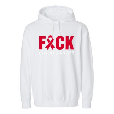 Red Ribbon Fuck Blood Cancer September Blood Cancer Awareness Blood Cancẻ Garment-Dyed Fleece Hoodie