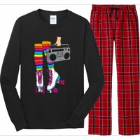 Retro Rollerskates Funny 80S Roller Disco Skating Girl Gift Long Sleeve Pajama Set