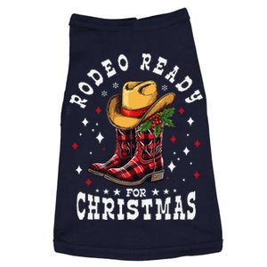 Rodeo Ready For Christmas Buffalo Plaid Cowgirl Cowboy Boots Doggie Tank