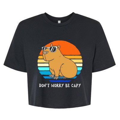 Retro Rodent Funny Capybara Dont Be Worry Be Capy Bella+Canvas Jersey Crop Tee