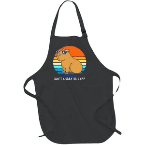 Retro Rodent Funny Capybara Dont Be Worry Be Capy Full-Length Apron With Pockets