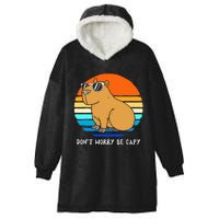 Retro Rodent Funny Capybara Dont Be Worry Be Capy Hooded Wearable Blanket