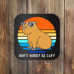 Retro Rodent Funny Capybara Dont Be Worry Be Capy Coaster