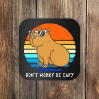 Retro Rodent Funny Capybara Dont Be Worry Be Capy Coaster