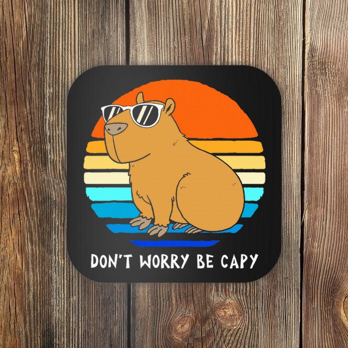 Retro Rodent Funny Capybara Dont Be Worry Be Capy Coaster