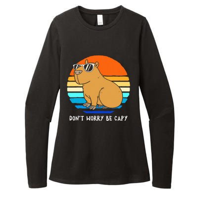 Retro Rodent Funny Capybara Dont Be Worry Be Capy Womens CVC Long Sleeve Shirt