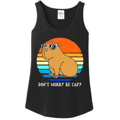 Retro Rodent Funny Capybara Dont Be Worry Be Capy Ladies Essential Tank