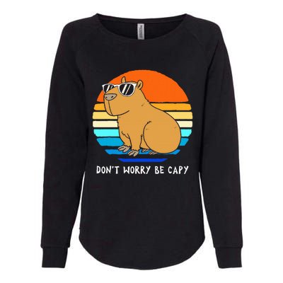 Retro Rodent Funny Capybara Dont Be Worry Be Capy Womens California Wash Sweatshirt