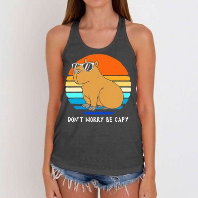 Retro Rodent Funny Capybara Dont Be Worry Be Capy Women's Knotted Racerback Tank