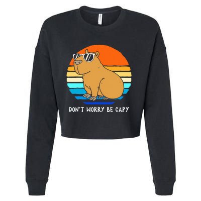 Retro Rodent Funny Capybara Dont Be Worry Be Capy Cropped Pullover Crew