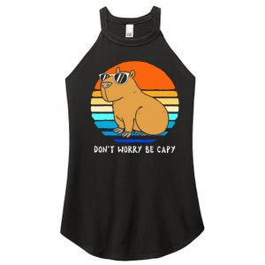 Retro Rodent Funny Capybara Dont Be Worry Be Capy Women's Perfect Tri Rocker Tank