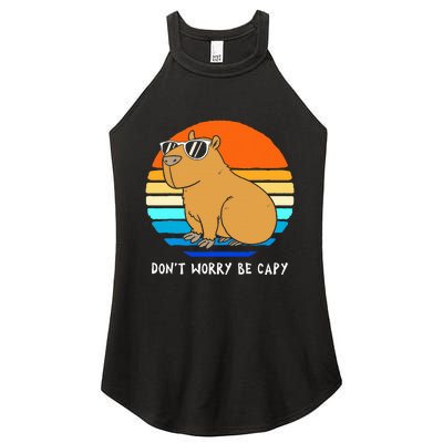 Retro Rodent Funny Capybara Dont Be Worry Be Capy Women's Perfect Tri Rocker Tank