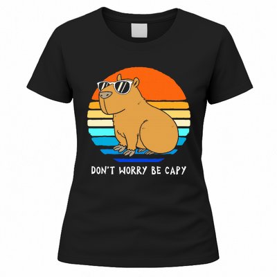 Retro Rodent Funny Capybara Dont Be Worry Be Capy Women's T-Shirt