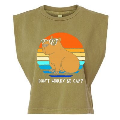 Retro Rodent Funny Capybara Dont Be Worry Be Capy Garment-Dyed Women's Muscle Tee