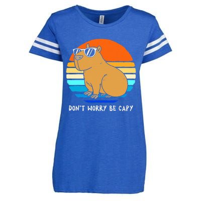 Retro Rodent Funny Capybara Dont Be Worry Be Capy Enza Ladies Jersey Football T-Shirt