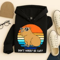 Retro Rodent Funny Capybara Dont Be Worry Be Capy Hoodie