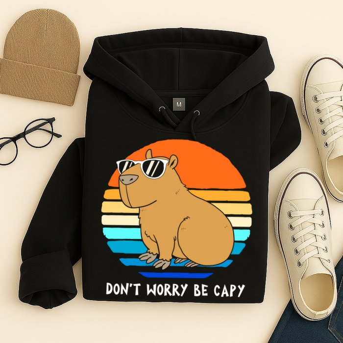 Retro Rodent Funny Capybara Dont Be Worry Be Capy Hoodie